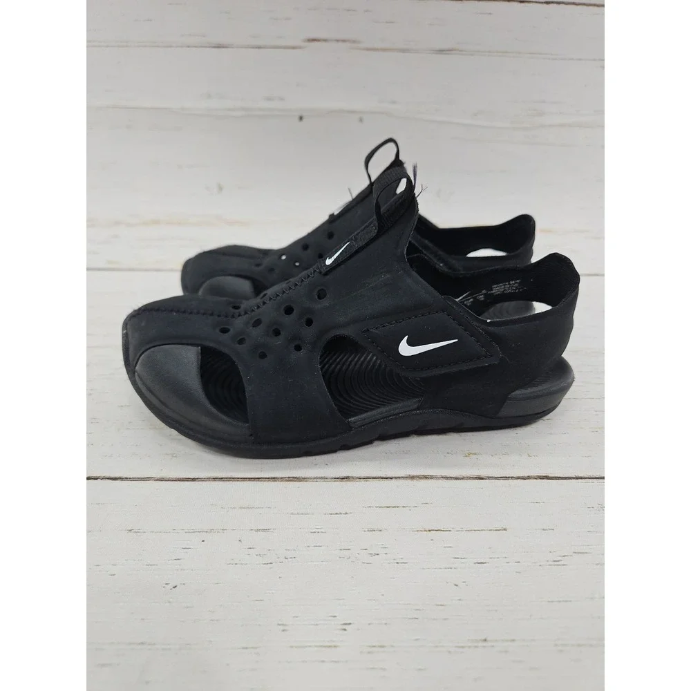 Nike Sunray Protect 2 Sandals Shoes Triple Black Boys 13C 943826-001 Adjustable
